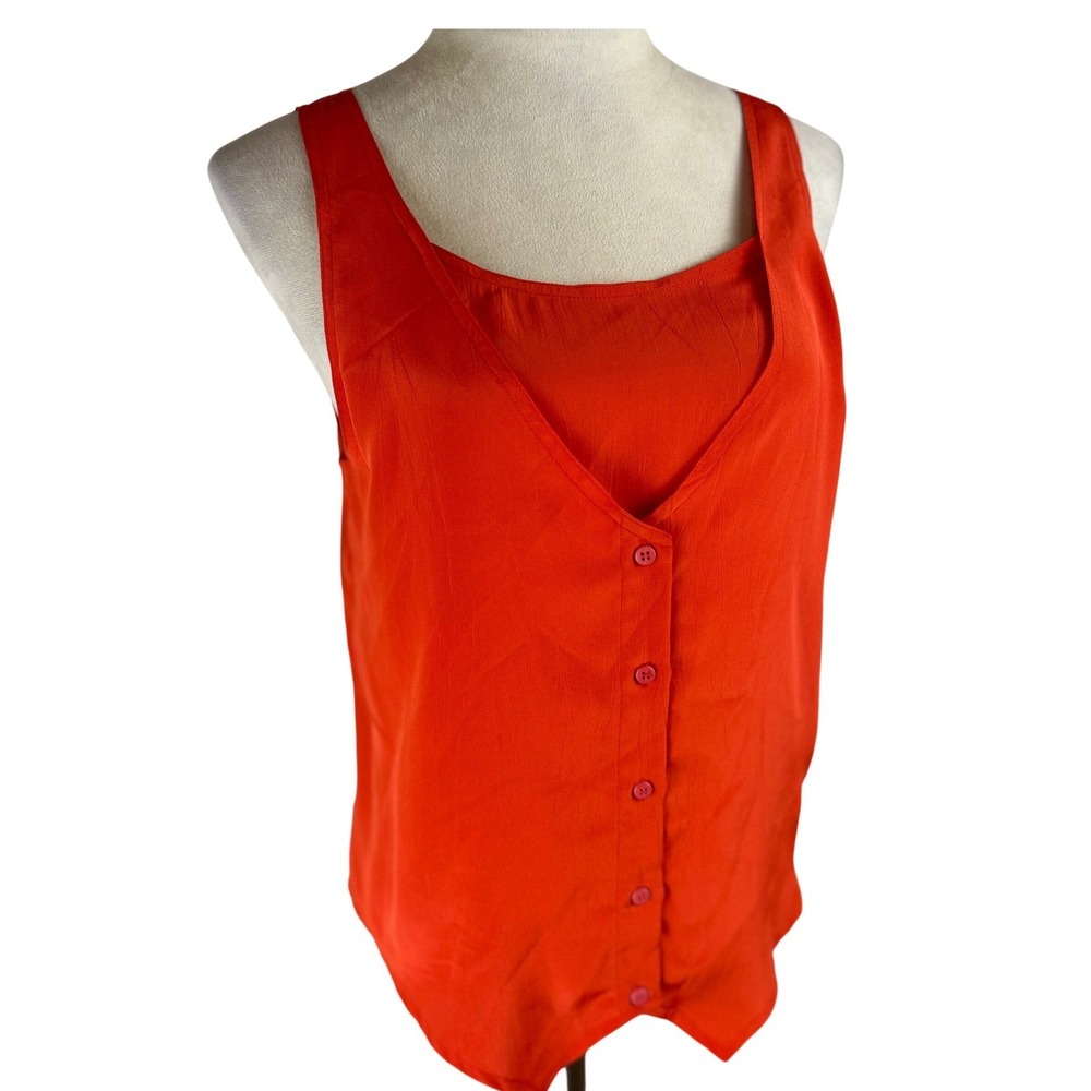 VTG Shirtstrings II Faux Vest Layered Red‎ Tank Top w/Button Front Size M